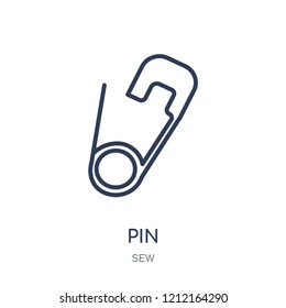 Pin icon. Pin linear symbol design from Sew collection. Simple outline element vector illustration on white background.