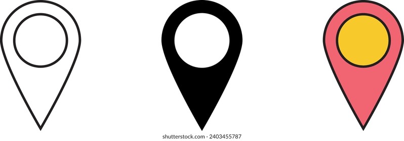 Icono de alfiler alineado, aislado y de color. Ilustración del vector