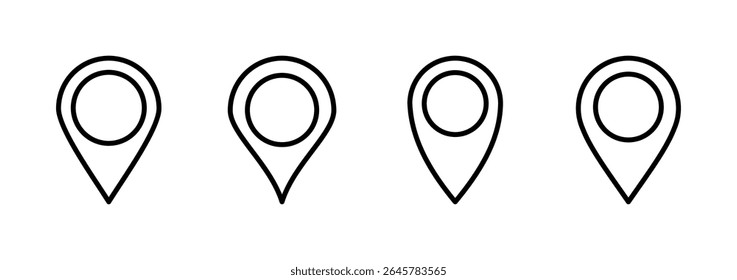 Design do logotipo do ícone do pino. Sinal e símbolo de localização. ícone de destino. pin do mapa