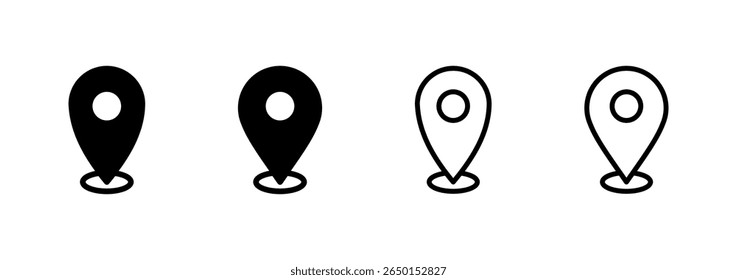 Logo-Design mit Stiftsymbol. Ortsschild und -symbol. Zielsymbol. Kartenstift