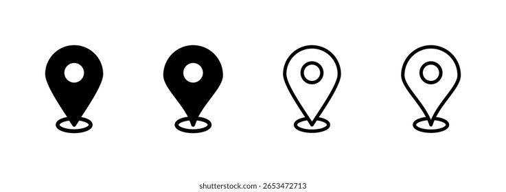 Logo-Design mit Stiftsymbol. Ortsschild und -symbol. Zielsymbol. Kartenstift
