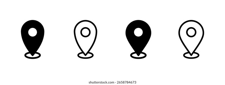 Design do logotipo do ícone do pino. Sinal e símbolo de localização. ícone de destino. pin do mapa