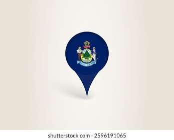 Pin Icon with Maine National Flag. Location Marker Icon.