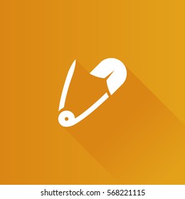 Pin icon in Metro user interface color style. Baby diaper fastener
