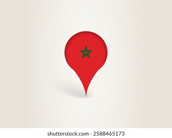 Pin Icon with Morocco National Flag. Location Marker Icon.