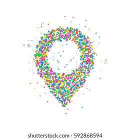 Pin icon of multicolored circles. Vector illustration