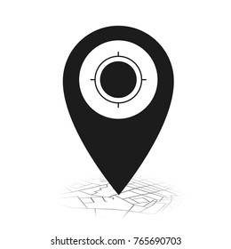 Pin Icon My Location On Street Map.vector Illustration