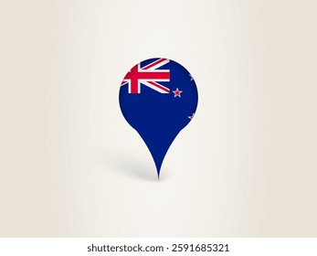 Pin Icon with New Zealand National Flag. Location Marker Icon.