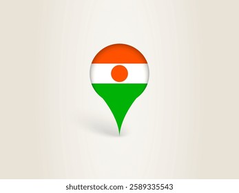 Pin Icon with Niger National Flag. Location Marker Icon.