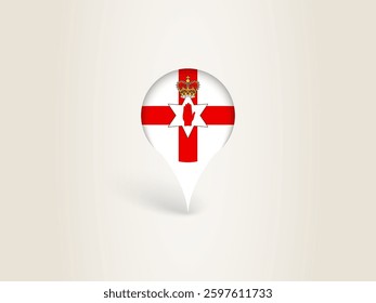 Pin Icon with Northern Ireland National Flag. Location Marker Icon.