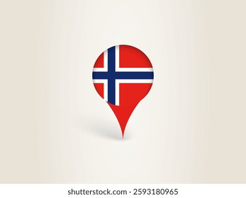 Pin Icon with Norway National Flag. Location Marker Icon.