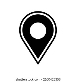 Pin icon on black map. Vectors.