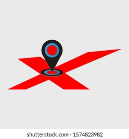 pin icon on the map with a white background