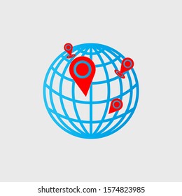 pin icon on the map with a white background