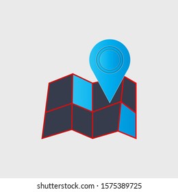 pin icon on the map with a white background
