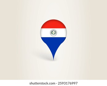 Pin Icon with Paraguay National Flag. Location Marker Icon.