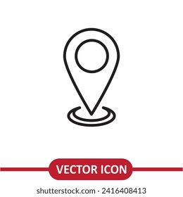 Pin Icon. Pointer Symbol flat liner illustration on white background..eps