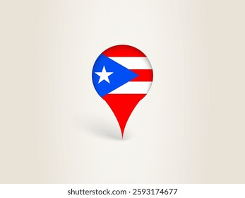 Pin Icon with Puerto Rico National Flag. Location Marker Icon.