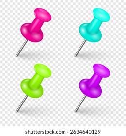 Pin icon with red pushpin thumbtack tack button stationery paper memo note organizer background business clamp school office pinned shiny closeup attachment