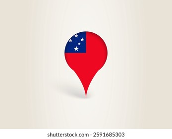 Pin Icon with Samoa National Flag. Location Marker Icon.