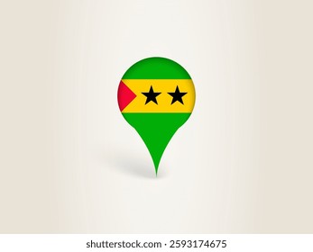 Pin Icon with Sao Tome and Principe National Flag. Location Marker Icon.