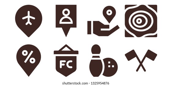 pin icon set. 8 filled pin icons.  Simple modern icons about  - Placeholder, Pin, Flag, Gps, Bowling, Location Maps