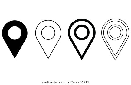 Pin icon set featuring a collection of location and destination icons, ideal for maps and navigation