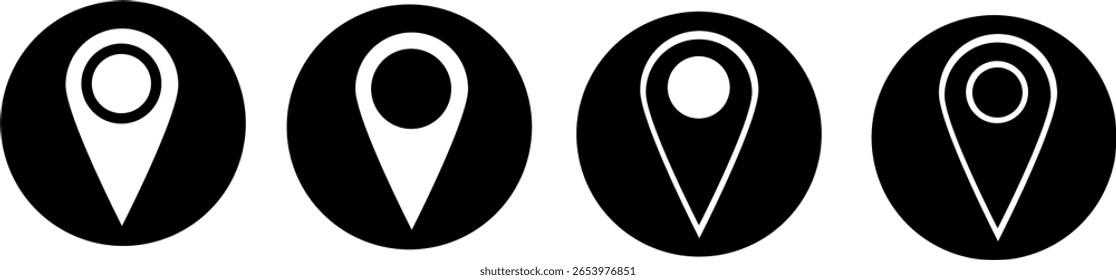 Conjunto de iconos de pin de aislamiento de fondo blanco, signo de Locación Vector 