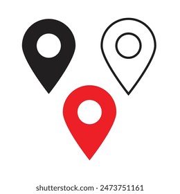 pin icon set for location and address