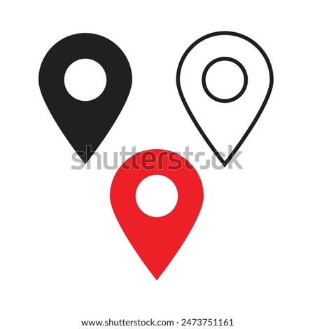 pin icon set for location and address