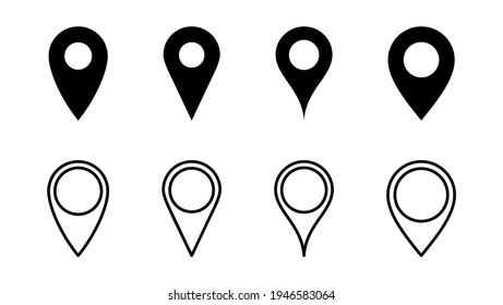 Pin icon set. Location icon vector. destination icon. map pin