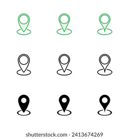 Juego de iconos de pines. Vector de icono de ubicación. icono de destino. anclaje