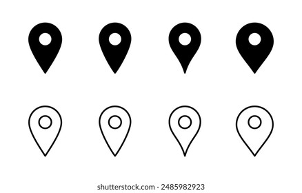 Conjunto de iconos de pin. Locación icono Vector. destino icono. mapa pin
