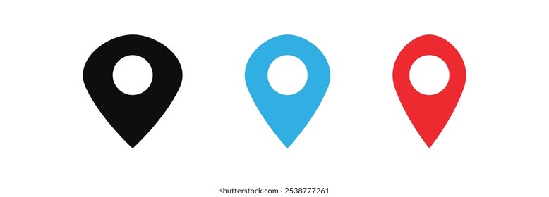 Pin icon set. Location icon vector. destination icon. map pin. Location pin icon. Eps 10.