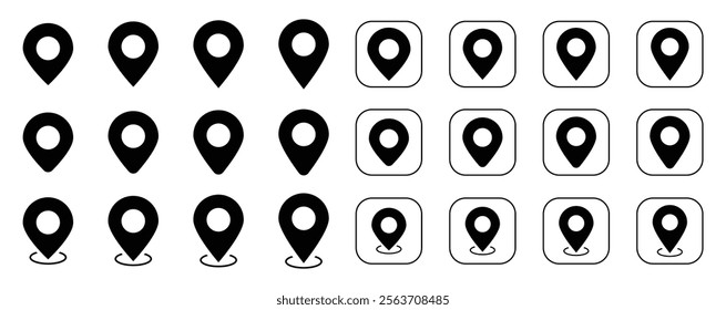 Pin icon set. Location icon vector. Map pin icon set, pin location icon vector illustration. 