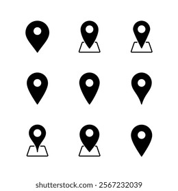 Pin icon set. Location icon vector. destination icon. map pin