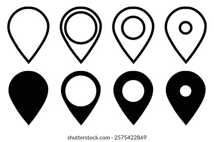 Pin icon set. Location icon vector. Map pin icon set, pin location icon vector illustration. vector eps10.
