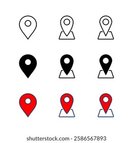 Pin icon set. Location icon vector. destination icon. map pin