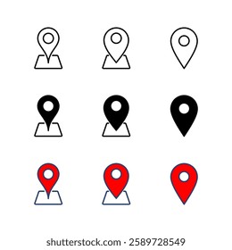 Pin icon set. Location icon vector. destination icon. map pin