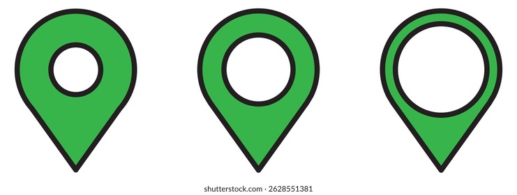 Fixar conjunto de ícones. Vetor do ícone de localização.  Ícone do símbolo do ponto de pin do mapa.