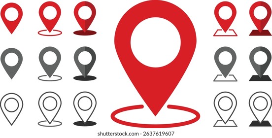 Pin icon set. location icon vector. destination icon. map pin. location pointer. GPS location pointer. location collection