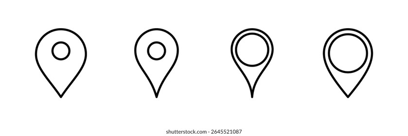 Conjunto de iconos de pin. Icono de Locación. Icono de destino. Vector de mapa