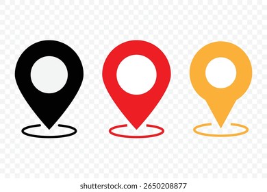 Pin icon set. Location Pin Vector, GPS, Map Position Marker. Navigation marker. Address place icon symbol. Destination Symbol. Vector illustration
