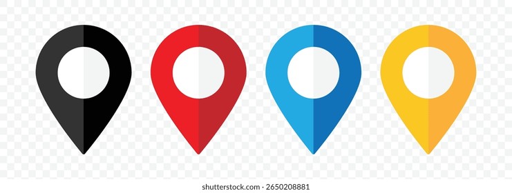 Pin icon set. Location Pin Vector, GPS, Map Position Marker. Navigation marker. Address place icon symbol. Destination Symbol. Vector illustration