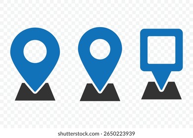 Pin icon set. Location Pin Vector, GPS, Map Position Marker. Navigation marker. Address place icon symbol. Destination Symbol. Vector illustration
