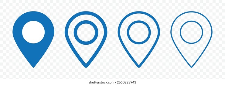 Pin icon set. Location Pin Vector, GPS, Map Position Marker. Navigation marker. Address place icon symbol. Destination Symbol. Vector illustration