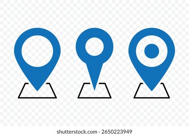 Pin icon set. Location Pin Vector, GPS, Map Position Marker. Navigation marker. Address place icon symbol. Destination Symbol. Vector illustration