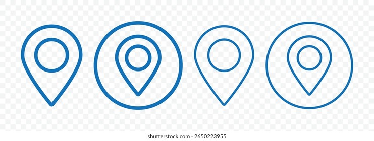Symbolsatz anheften. Location Pin Vector, GPS, Map Position Marker. Navigationsmarkierung. Symbol für Adressort. Zielsymbol. Vektorgrafik