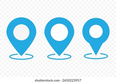 Pin icon set. Location Pin Vector, GPS, Map Position Marker. Navigation marker. Address place icon symbol. Destination Symbol. Vector illustration