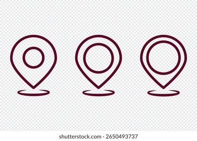 
Pin icon set. Location icon vector. destination icon. map pin. Location or map pin icon symbol set. Location pointer. Map pin Vector illustration.